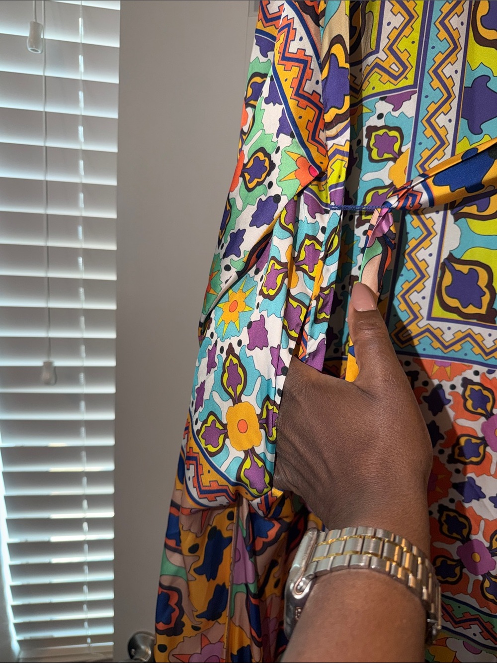 Zara Vibrant Multicolor Floral Tie-Waist Maxi Dress - Picture 10 of 13